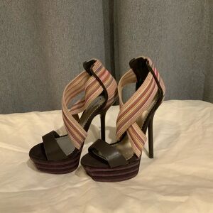 Striped Multicolor High Heel Sandals